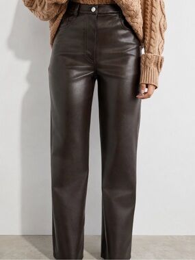 Aritzia WILFRED The Melina Mocha Brown Vegan Leather Pants Size 2
